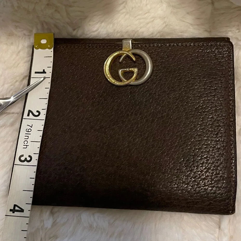 Vintage Gucci Brown Leather Bifold Wallet EUC